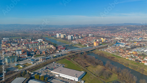 The city of Čačak, Serbia, from the drone