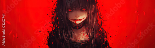 portrait of a gothic vampire girl, anime style, manga, cute  outfit, emo, background, android wallpaper