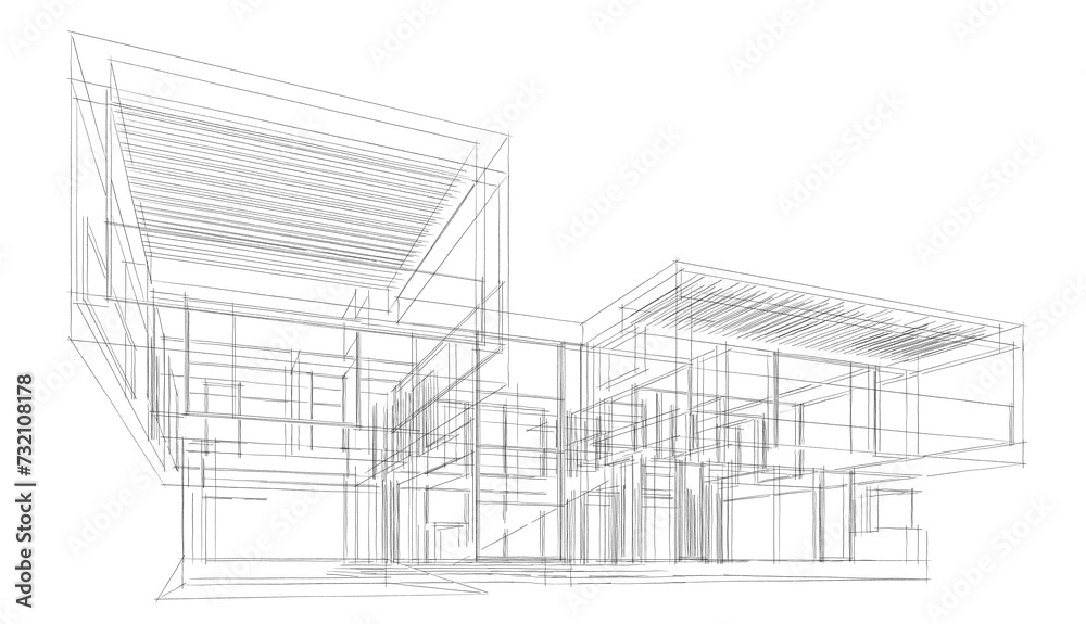 house building architecture 3d illustration