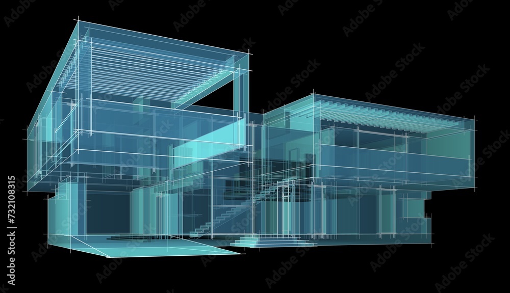 house building architecture 3d illustration house building architecture 3d illustration