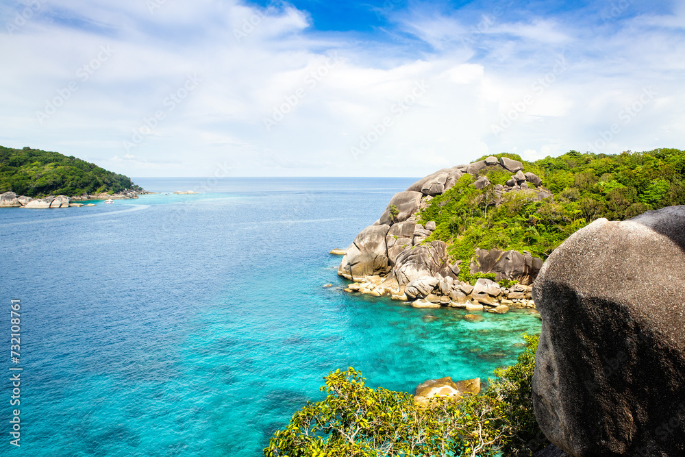 The rocky shore of the Similan Islands in Thailand