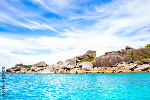 The rocky shore of the Similan Islands in Thailand