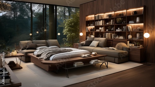 Murphy Bed in a Living Room with Hidden Storage © Aeman