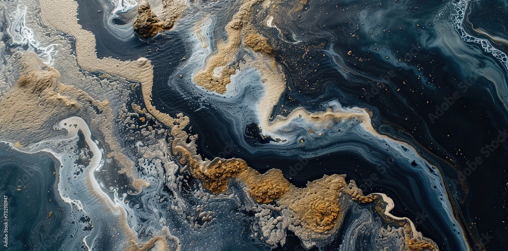 Visualizing Pollution: Dark and Shimmering Textures in Abstract Formations on Water Visualizing Pollution: Dark and Shimmering Textures in Abstract Formations on Water