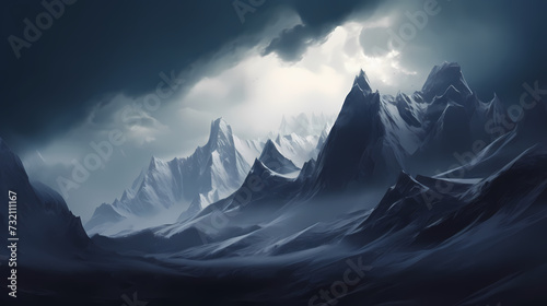 Stunning mountains, panoramic peaks PPT background