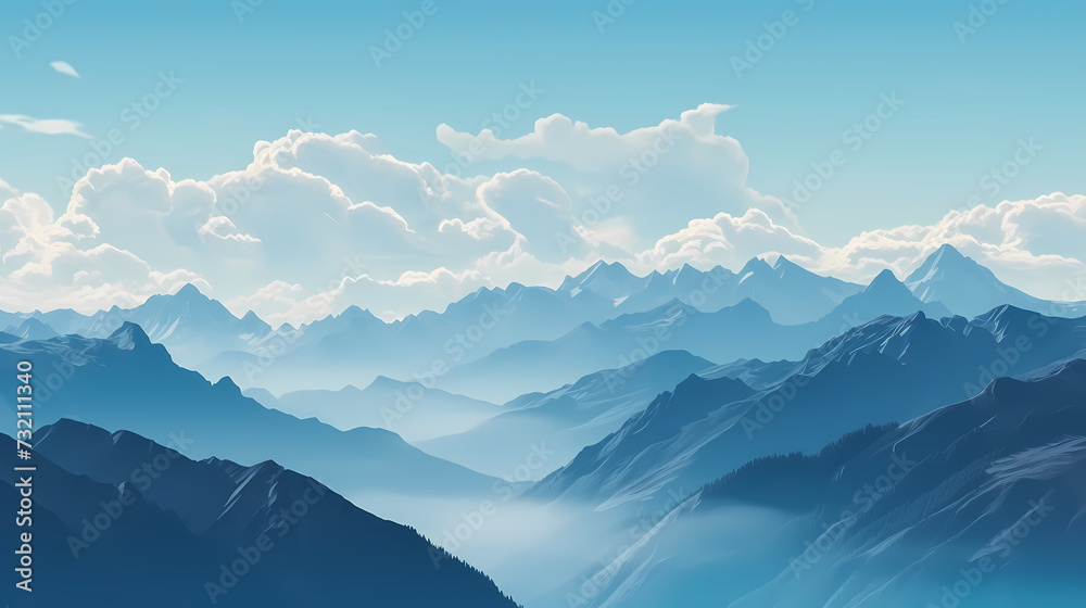 Stunning mountains, panoramic peaks PPT background