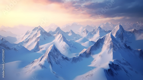 Stunning mountains, panoramic peaks PPT background © xuan