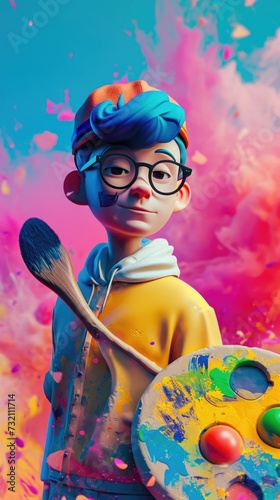 Cartoon digital avatars of Colorful Creator with Palette
