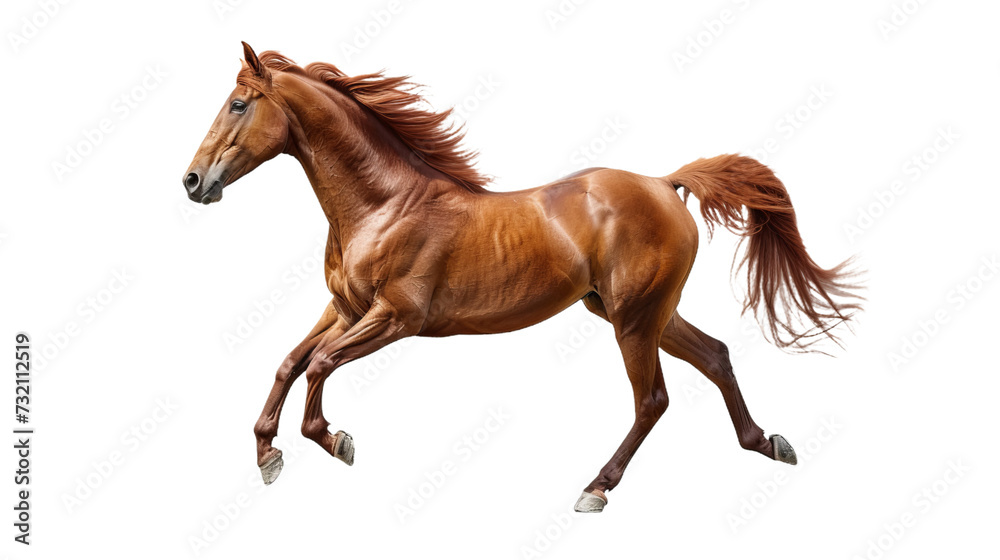 running horse isolated on white, side view running horse isolated on white, side view