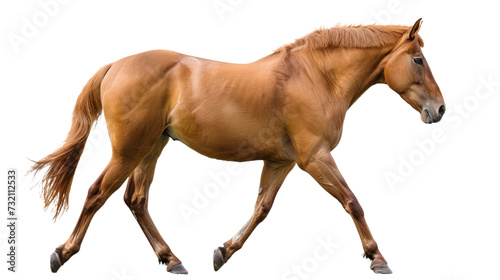running horse isolated on white, side view