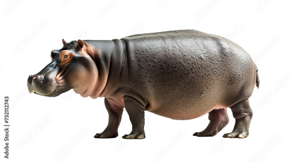 hippo cutout isolated on white, side view on transparent png background hippo cutout isolated on white, side view on transparent png background