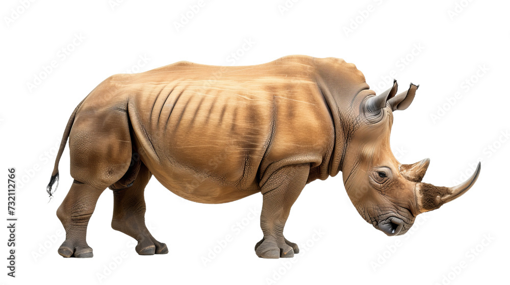Obraz premium rhino cutout isolated on white, side view on transparent png background 