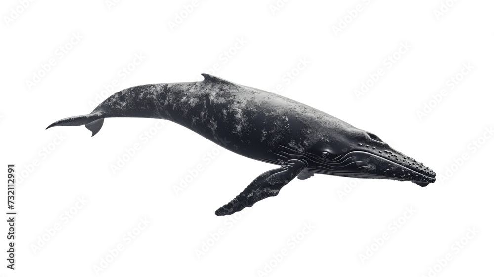 whale isolated on white side view on transparent png background	