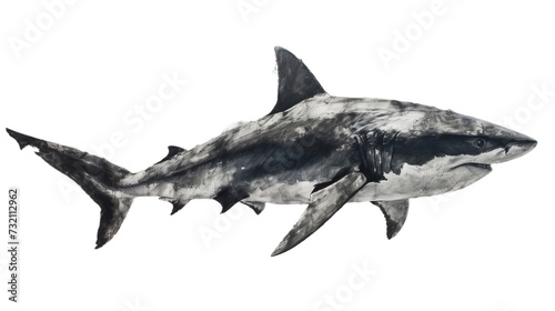 shark cutout isolated on white  side view on transparent png background 