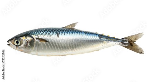 sardine fish cutout isolated on white, side view on transparent png background	 photo