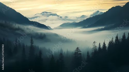 Mountain peak illustration, mountain aerial photography PPT background illustration