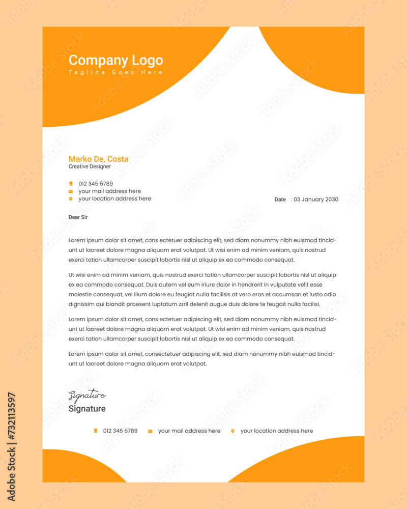 Corporate identity template and modern business and corporate letterhead