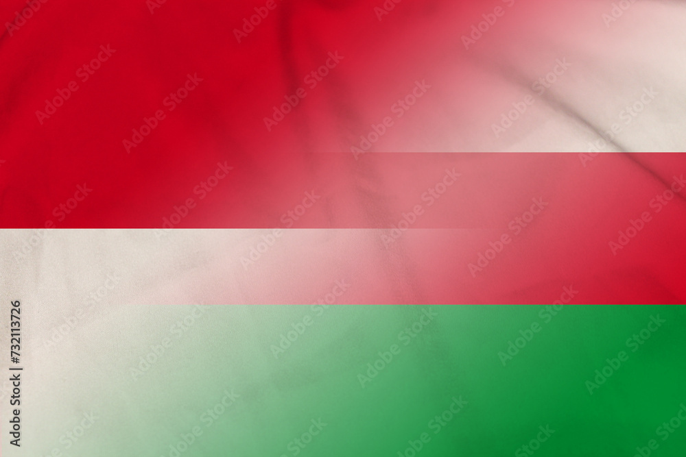 Fototapeta premium Indonesia and Oman official flag international contract OMN IDN