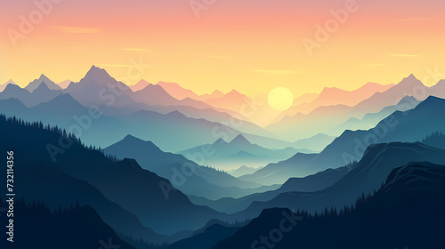 Mountain peak illustration, mountain aerial photography PPT background illustration