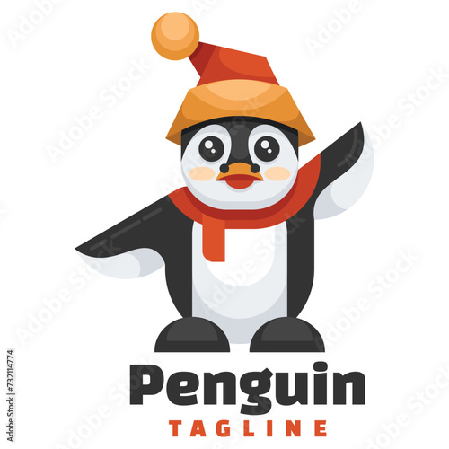 penguin simple character mascot logo template