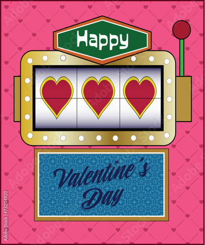  A valentine slot machine with hearts.