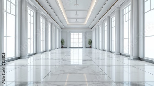 Bright spacious room. White marble elegance