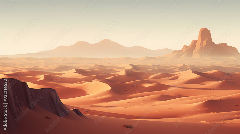 Naklejka premium Desert landscape, sand dunes with wavy pattern