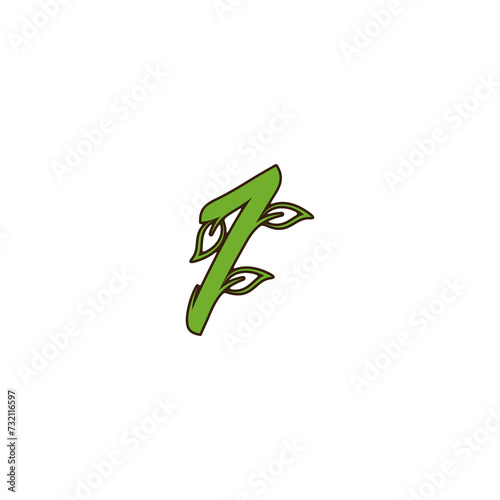number "1" combination with a plant with a leaf in green and brown color