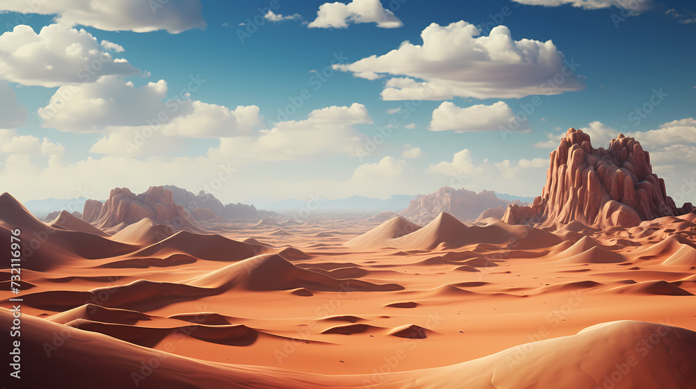 Naklejka premium Desert landscape, sand dunes with wavy pattern