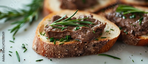 A delicious dish featuring a close up of a plate with a piece of bread topped with meat, representing a comforting finger food.