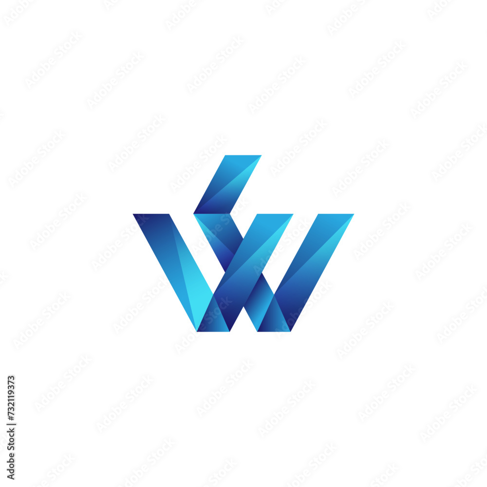 initial letter WF simple modern logo vector blue gradient color initial letter WF simple modern logo vector blue gradient color