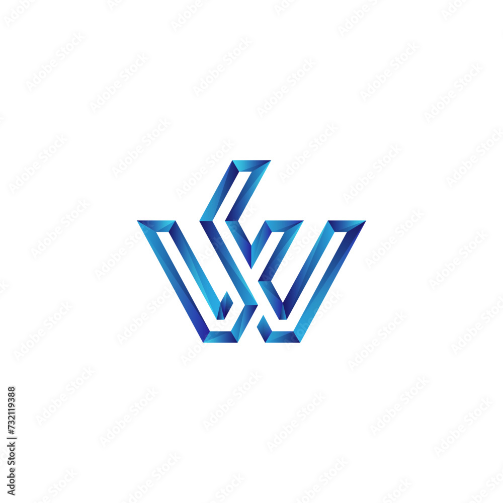 initial letter WF simple modern logo vector blue gradient color initial letter WF simple modern logo vector blue gradient color