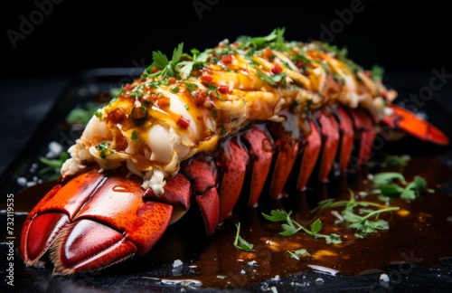 Succulent Cooked lobster seafood. Animal sea. Generate Ai