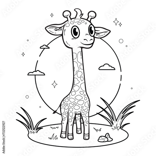 Hand drawn giraffe outline illustration