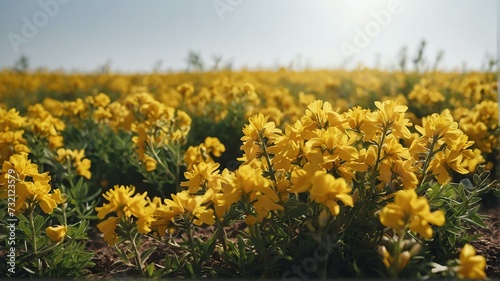 Bush of yellow flowers on plain white background from Generative AI