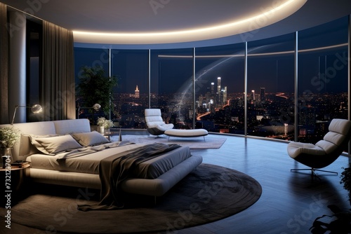 Plush Luxury bedroom. Modern interior design. Generate Ai