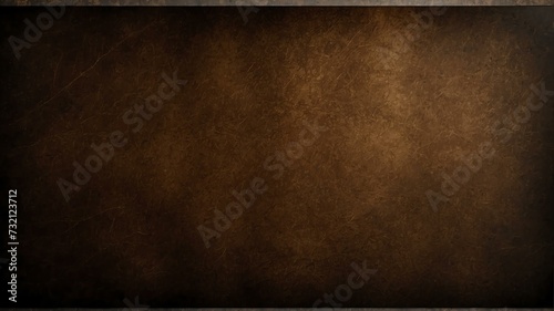Dark brown paper vintage texture with some lighting and black vignette from Generative AI photo