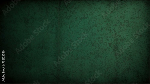 Dark green paper vintage texture with some lighting and black vignette from Generative AI