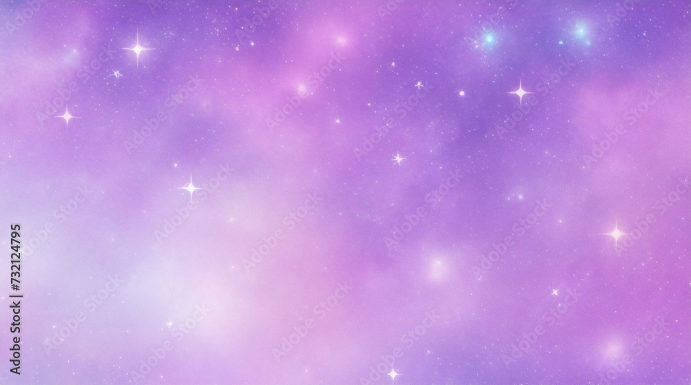 Obraz premium 紫色のユニコーンの背景。キラキラ星とボケ味を持つパステル水彩の空。ホログラフィック テクスチャを持つファンタジー銀河。魔法の大理石の空間。
