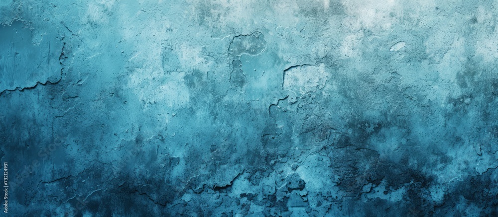 Obraz premium The design of the old wall pattern texture has a light blue color with a dark abstract background gradient.