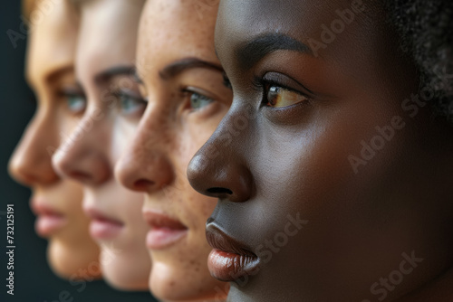 Portrait of different people. Background with selective focus and copy space