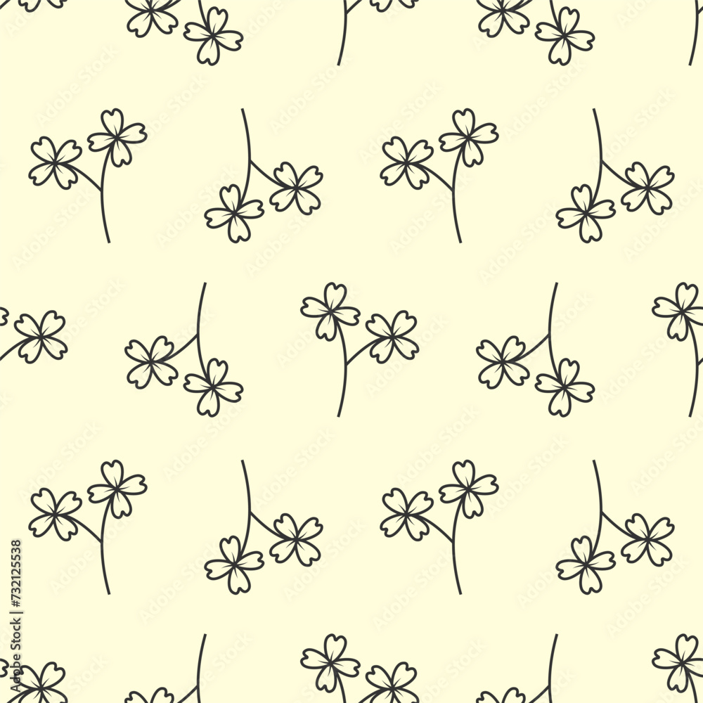 Seamless vector pattern with botanical elements. Flowers, wild herbs, medicinal plants.