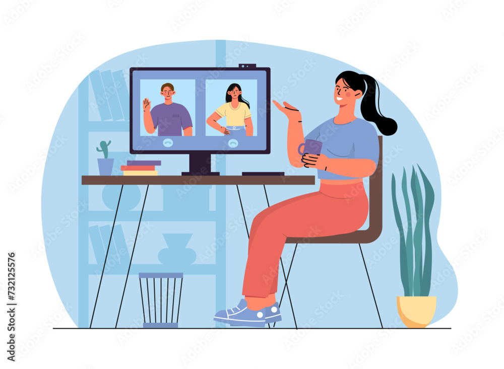 Communication with friends online vector