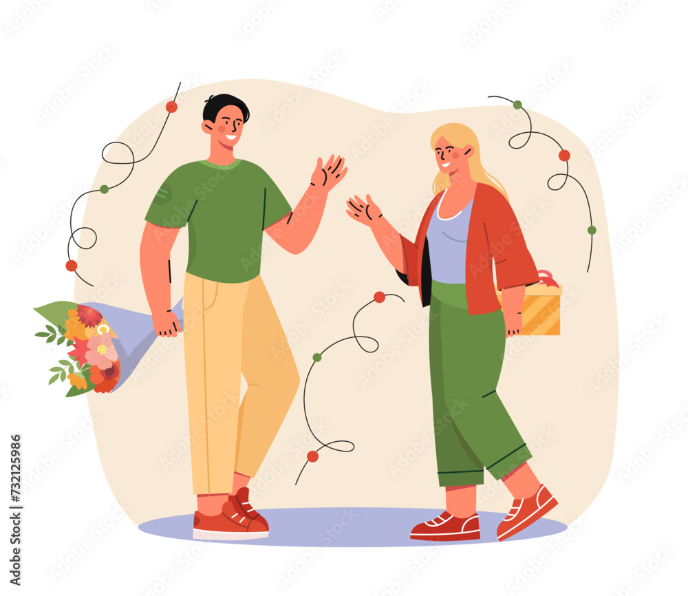 Couple gives gifts vector concept