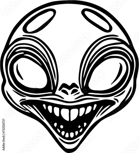 Cara de extraterrestre sonriente.