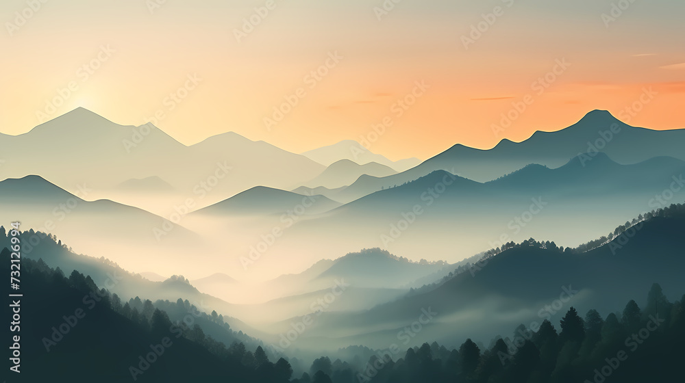 Obraz premium Forest landscape, exotic foggy forest