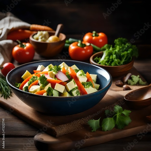 salad with vegetables and meat