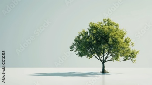 Tree on a white background. 3D illustration. Vintage style.