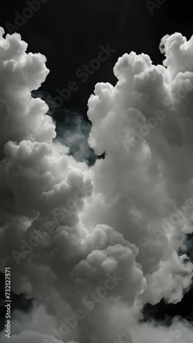 white colored smoke on a black background 4K vertical video