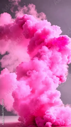pink colored smoke on a white background 4K vertical video